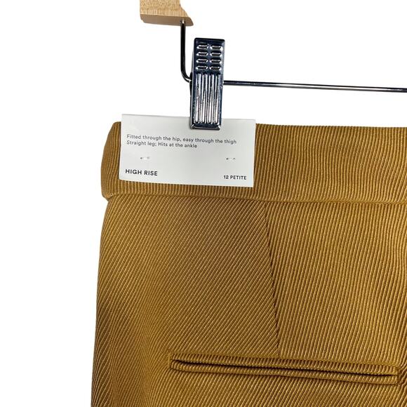 New Ann Taylor 12P Mustard Brown High Rise Textured Wide Leg Trouser Pants Work - Picture 6 of 10